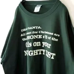 ジャージーズ クリスマス ジョーク メッセージ Tシャツ L グリーン 緑 古着