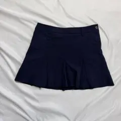 デサントゴルフ　シアサッカー　 ゴルフスカート ネイビー　ロゴ入り　Lのサムネイル
