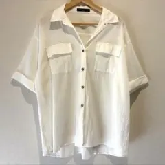 HONEYSUCKLE ROSE 楊柳シアーダブルポケットシャツ 半袖　白　M