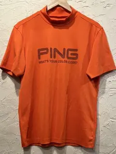 【良品】PING メンズ ゴルフウェア モックネックシャツ オレンジ Mのサムネイル