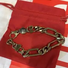 極美品 DIESEL ディーゼル ブレスレット Dロゴ ステンレス シルバー 赤