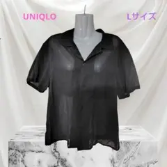 現品限り！ユニクロUNIQLOシースルー半袖シャツLチャコールグレー色