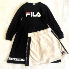 FILA 2点セット　黒ワンピース150㎝　ベージュスカート160㎝