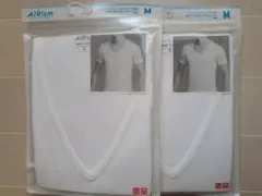 ユニクロ　エアリズム　M　白　Vネック　T　半袖　２枚セット