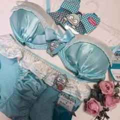 光沢あり　ブラ&ショーツセット　ノンワイヤーブラ　パンツ　上下　サンリオ　M