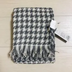 千鳥格子柄ストール ショール マフラー 大判 グレー×白