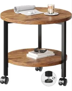 キャスター付丸型サイドテーブル33×33×44