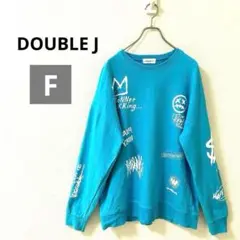 DOUBLE J　スウェット　トレーナー　メンズ　ブルー　ユニセックス　プリント