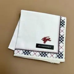BURBERRY バーバリー　チェック ロゴ刺繍　大判 ハンカチ　日本製