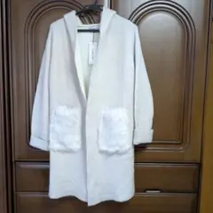 【LUNACON】〈新品・タグ付〉ロングカーディガン　フード付　着痩せ効果