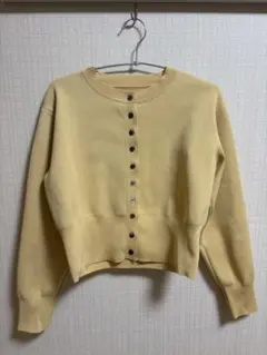 エヌ ナチュラルビューティーベーシック　クルーネックカーディガン　黄色　イエロー