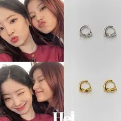 ツイストデザイン 韓国アイドルフープピアス シルバー Hei