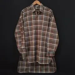 古着 ヴィンテージ・グランパ・シャツ チェック ビッグサイズ ブラウン