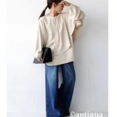 アンティカ 美品 大人気高評価完売品 アシメ ビッグカラーシャツ オフベージュのサムネイル