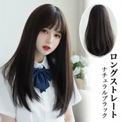 ウィッグ ストレート ロング ナチュラル ブラック 自然 黒 かつら 小顔 清楚