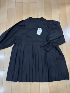 GRL ブラック 長袖 プリーツシャツ M