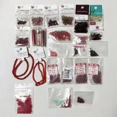 ビーズパーツ　赤色系まとめ売り　25点　赤　レッド　ボルドー　パーツクラブ