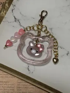 No.5 リボンくまinキーホルダー クマ レジン