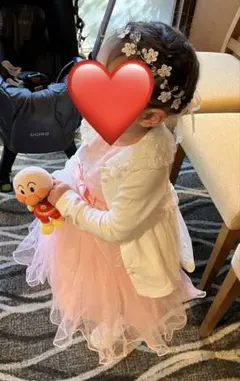 子供ドレス フォーマル 90 女の子 セット 結婚式 靴 ヘアアクセ付 ピンク