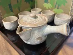 萩焼 玉村登陽作 松林庵 登陽窯　茶器セット　急須　湯呑み　5点のサムネイル