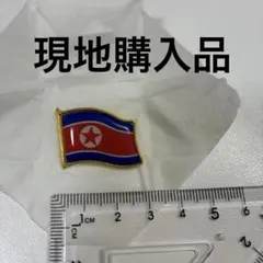 北朝鮮 国旗 ピンバッジ 平壌・主体思想塔付近で購入