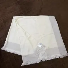 アイボリー アクリル ストール フリンジ付き