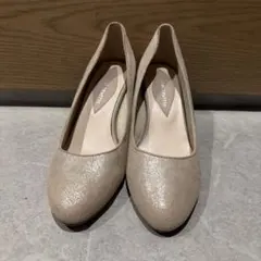 ベージュ グリッター ハイヒール 36 結婚式参列