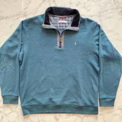 ハッシュパピー ハーフジップ スウェット トレーナー LL ブルー 裏起毛 古着