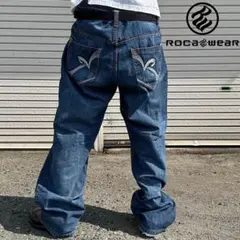 ROCAWEAR 刺繍ロゴ バギー デニム 極太 Y2K W38のサムネイル