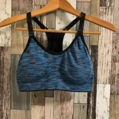 スポーツブラ フイットネスブラ ノンワイヤー ハーフトップ ヨガウェア ブルー