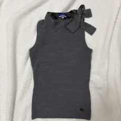 美品　BURBERRYBLUELABEL ノースリーブ ニット リボン ウールM