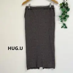 HUG.U＊グレー リブ素材 ロングスカート カジュアル タイトスカート