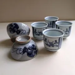 染付 蕎麦猪口 3客セット　骨董品　アンティーク 骨董 染付 蕎麦猪口 3客セット - メルカリ