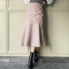 ジュノア スエード調マーメイドフリルスカート