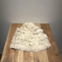 クリーム色　ラビットファー　ビーニー