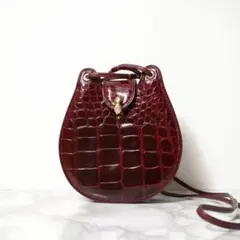 最高級✨リアルクロコダイル ハンドバッグ ターンロック シャイニングクロコ シャイニングレザークロコダイル型押し2wayハンドバッグ