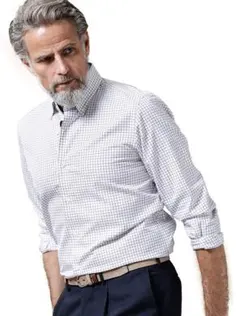 新品 nano LIBRARY イタリア製生地ツイルチェックB.Dシャツ L 1