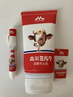 新品　森永ミルクれん乳　ペンケース・サクサクボールペンセット