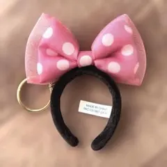 【美品】ディズニー カチューシャキーホルダー ミニー ピンク