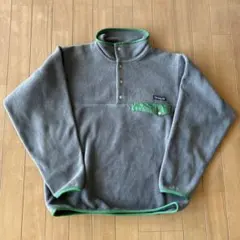 patagonia フリースジャケット グレー/グリーン　XS スナップT