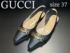 GUCCI ブラック ポインテッドトゥパンプス 37のサムネイル