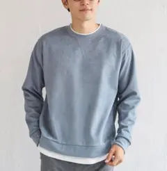 イッカikkaフェイクスエード重ね着風カットソー：トレーナー：メンズX L