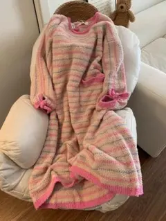 新品　フリース風ストライプパジャマ　　Ｌサイズ　部屋着