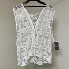 新品 しまむら chico レース ベスト 訳あり L