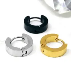 定番 ステンレスフープピアス シンプル 金属アレルギー対応 両耳