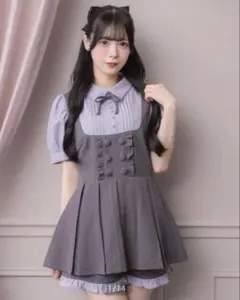 pium チョーカー付きヨーク切替ティアードワンピース チャコール | Mercari