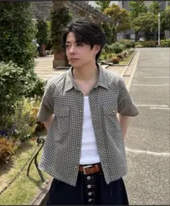Western Check Short Shirt グリーン