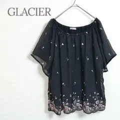★グラシア★シフォンブラウス 花柄刺繍 黒 大人可愛い ゆったりめ