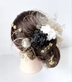 no.5139 成人式　髪飾り　成人式髪飾り　ヘアアクセ　金箔　水引　ゴールド