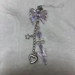 ビーズキーホルダー　ビーズストラップ　紫　韓国　y2k スクバ　コレクトブック